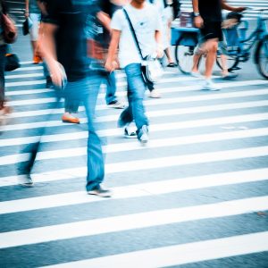 people crossing the street