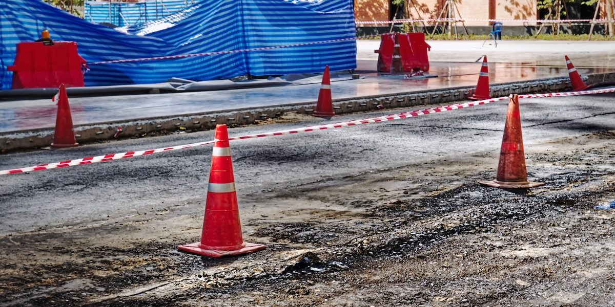 Construction with coins and pavement in South New Jersey