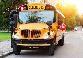 A school bus parked on the side of the road