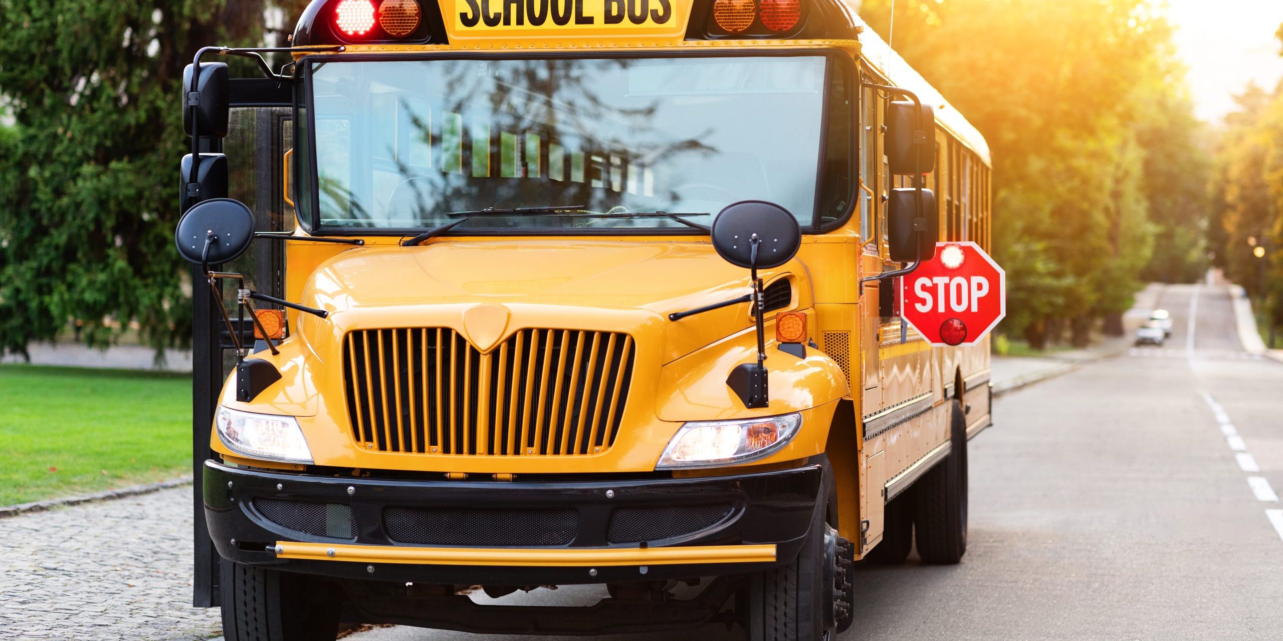 A school bus parked on the side of the road